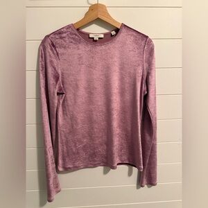 Vince Mauve Velvet Velour Modal Long Sleeve Top Size Medium